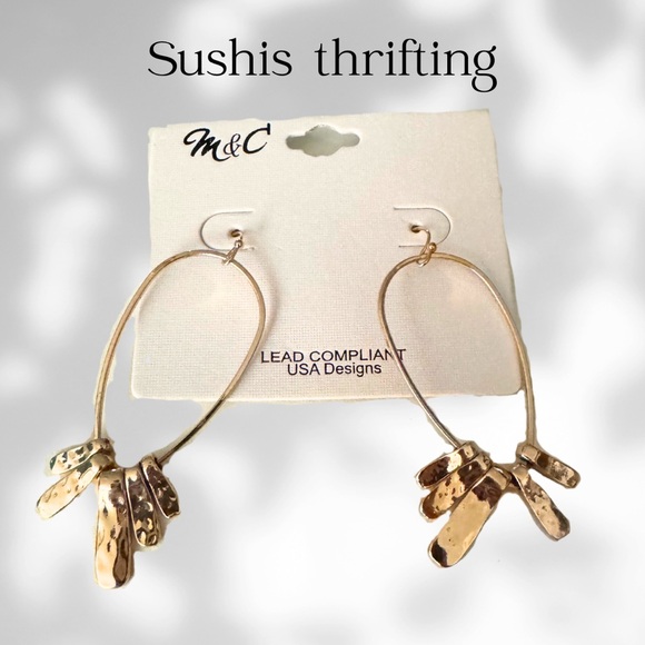 Gold Dangle Earrings - Picture 2 of 3